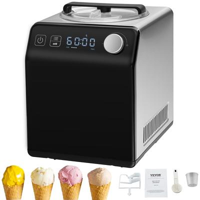 VEVOR Automatic Ice Cream Maker 2QT with Built-in Compressor,Stainless Steel Electric Sorbet Maker