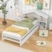 Twin Size Storage House Bed w/ Trundle Bunk Bed Frame & Bedside Table