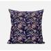 16" Midnight Blue Roses Zippered Suede Throw Pillow