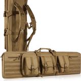 VEVOR Rifle Bag, Tactical Double Long Gun Bag,3 Large Storage Pockets Rifle Case for Two Rifles & 2 Pistols, Brown