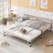 Twin Size Metal Daybed with Adjustable Trundle Pop Up Trundle, Silver