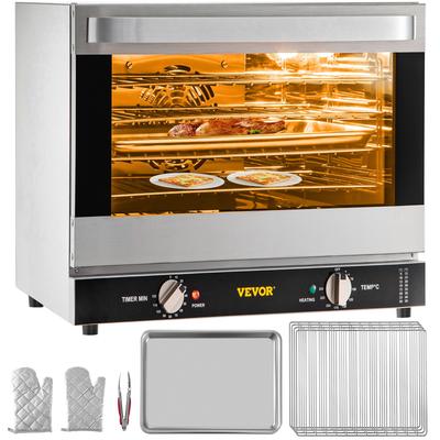 VEVOR 66L Commercial Convection Oven 1800W 4Tier Toaster with Front Glass Door with Trays Wire Racks Clip Gloves 120V ETL Listed