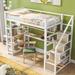 Twin Size Metal Loft Bed w/ Staircase, Built-in Desk & Storage Shelves