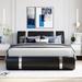 Queen Size Upholstered Faux Leather Platform bed with a Hydraulic Storage System