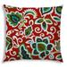 20" X 20" Red And Aqua Green Zippered Polyester Floral Throw Pillow Cover