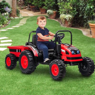 12V Electric Ride-On Tractor for Kids with Trailer, Remote Control