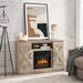 Farmhouse Classic Media TV Stand for TV up to 50" with 18" Electric Fireplace Insert, Open and Closed Storage Space