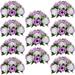 10pcs Lilac White Fake Flowers Plastic Floral Ball 15 Heads Artificial Rose Flower Arrangement for Wedding Centerpiece Table DÃ©cor