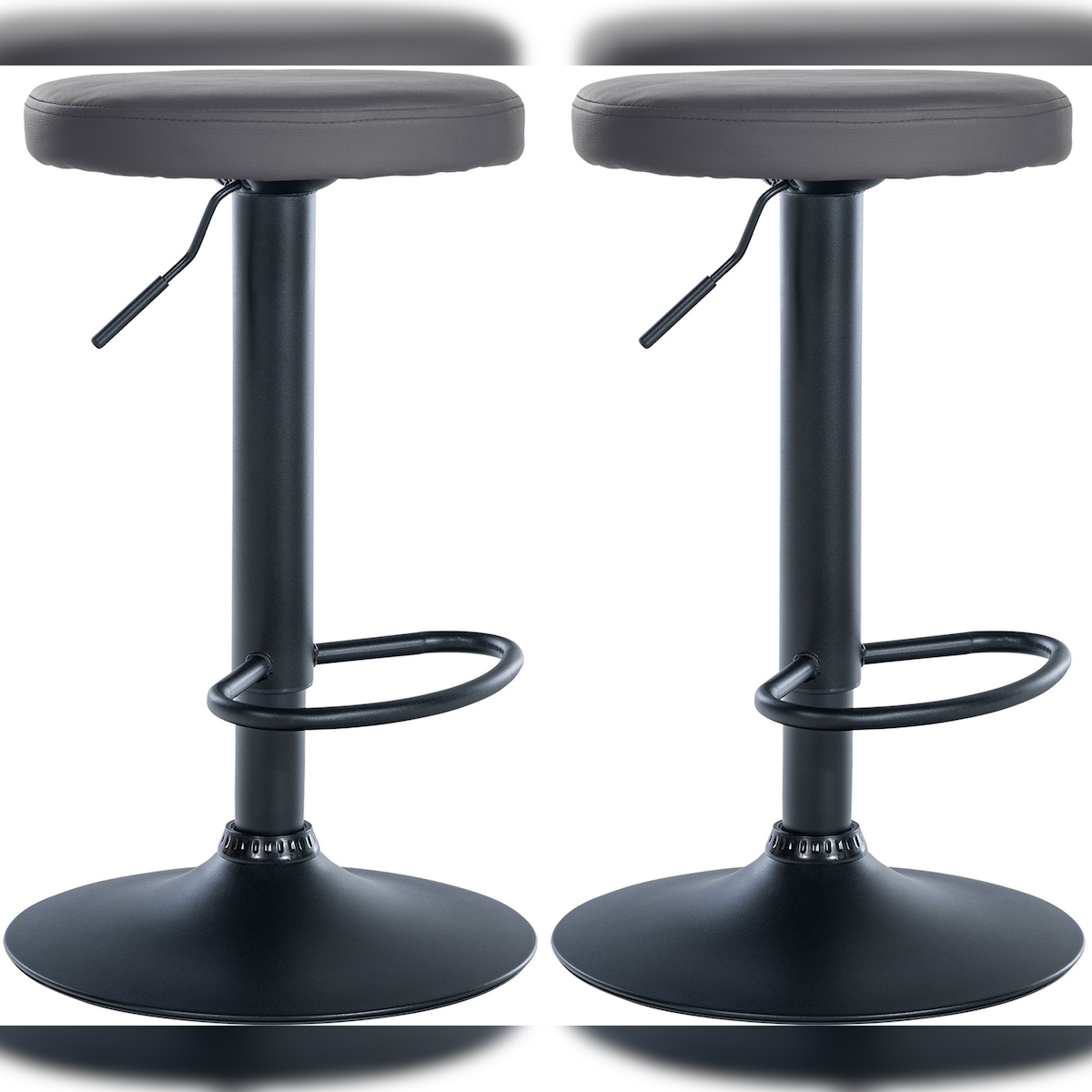 CLP 2er Set Barhocker Ponte Kunstleder grau/Metall matt schwarz Image