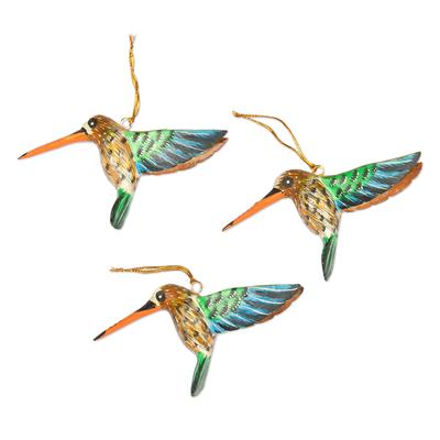 'Set of 3 Hand-Painted Hummingbird Ornaments from ...