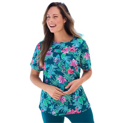 Plus Size Women's The Swim Tee by Swim 365 in Mediterranean Floral (Size 14/16) Rash Guard