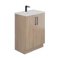 Bathstore Hartley 600mm Freestanding Vanity Two Door Unit and Basin - Oak Effect