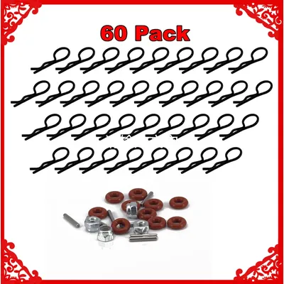 Steel 37mm*1.5mm R pins body clips+ silicone o-rings/lock nuts/pins (60 pack) for 1/5 1/7 1/8 RC RC Car Spare Accessory Parts