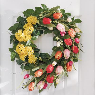 Lush Tulip Garden Wreath - Grandin Road