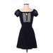 Topshop Casual Dress - A-Line: Blue Solid Dresses - Women's Size 4