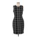 Calvin Klein Casual Dress - Sheath: Black Plaid Dresses - Women's Size 8