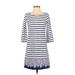 Lilly Pulitzer Casual Dress - Mini Scoop Neck 3/4 sleeves: Blue Stripes Dresses - Women's Size Small