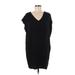 Old Navy Casual Dress - Shift V Neck Short sleeves: Black Solid Dresses - Women's Size Medium