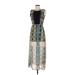 Casual Dress - Maxi: Green Print Dresses - Women's Size Medium