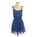 Lush Casual Dress - Mini Scoop Neck Sleeveless: Blue Dresses - Women's Size X-Small