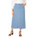 Plus Size Women's True Fit Stretch Denim Midi Skirt by Jessica London in Medium Stonewash Stripe (Size 28 W)