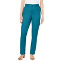 Plus Size Women's Straight Leg Chino Pant by Jessica London in Deep Teal (Size 14 W)