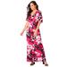 Plus Size Women's Cold Shoulder Maxi Dress by Jessica London in Pink Burst Graphic Floral (Size 36 W)