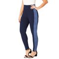 Plus Size Women's Everyday Stretch Cotton Legging by Jessica London in French Blue Glen Plaid (Size 18/20)