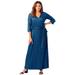 Plus Size Women's Pullover Wrap Knit Maxi Dress by The London Collection in Deep Teal Houndstooth (Size 16 W)
