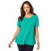 Plus Size Women's Stretch Cotton Trapeze Tee by Jessica London in Aqua Sea (Size 1X)