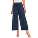 Plus Size Women's Stretch Knit Wide Leg Crop Pant by The London Collection in Navy (Size 22/24) Pants
