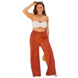 Plus Size Women's Dena Beach Pant Cover Up by Swimsuits For All in Spice Papaya Abstract (Size 26/28)