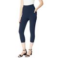 Plus Size Women's Side-Pocket Essential Capri Legging by Roaman's in Navy (Size 12)