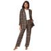 Plus Size Women's Double-Breasted Pantsuit by Jessica London in Chocolate Simple Grid (Size 28 W) Set