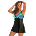 Plus Size Women's Tie Front V-Neck Swimdress by Swimsuits For All in Palmtastic Green (Size 8)