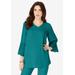 Plus Size Women's Eyelet Georgette Tunic by Roaman's in Tropical Teal (Size 22 W)