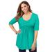 Plus Size Women's Pleated Tunic by Jessica London in Aqua Sea (Size 18/20) Long Shirt