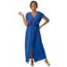 Plus Size Women's Stretch Knit Ruffle Maxi Dress by The London Collection in Dark Sapphire (Size 18 W)
