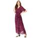 Plus Size Women's Wrap Maxi Dress by Roaman's in Black Tie Dye Texture (Size 34/36)