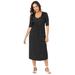 Plus Size Women's Stretch Knit Pleated Front Dress by Jessica London in Black Dot (Size 28 W)