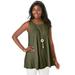 Plus Size Women's Stretch Knit Sleeveless Swing Tunic by Jessica London in Dark Olive Green (Size 14/16) Long Shirt