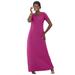 Plus Size Women's Stretch Cotton T-Shirt Maxi Dress by Jessica London in Raspberry (Size 20)