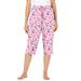 Plus Size Women's Knit Sleep Capri by Dreams & Co. in Pink Cherry (Size 3X) Pajamas