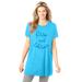 Plus Size Women's Soft PJ Tunic Tee by Dreams & Co. in Paradise Blue Rise (Size 38/40)