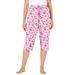 Plus Size Women's Knit Sleep Capri by Dreams & Co. in Pink Cherry (Size M) Pajamas