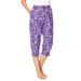 Plus Size Women's Knit Sleep Capri by Dreams & Co. in Plum Burst Daisy Butterfly (Size L) Pajamas