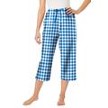 Plus Size Women's Woven Sleep Capri Pant by Dreams & Co. in Pool Blue Check (Size L)