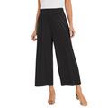 Plus Size Women's Stretch Knit Wide Leg Crop Pant by The London Collection in Black (Size 12) Pants