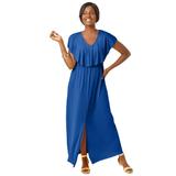 Plus Size Women's Stretch Knit Ruffle Maxi Dress by The London Collection in Dark Sapphire (Size 24 W)