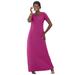 Plus Size Women's Stretch Cotton T-Shirt Maxi Dress by Jessica London in Raspberry (Size 26)